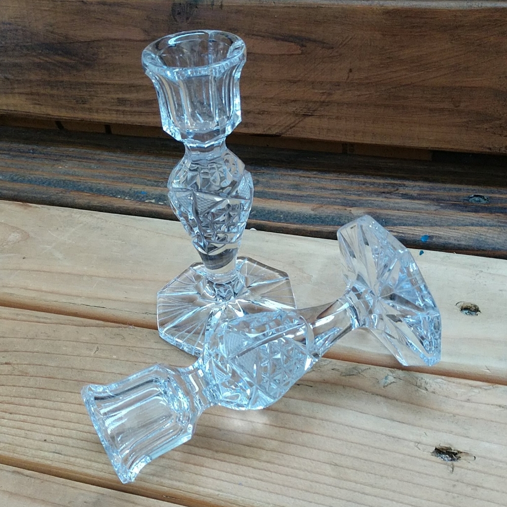Vtg violetta crystal candle stick holders